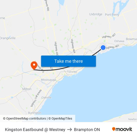 Kingston Eastbound @ Westney to Brampton ON map