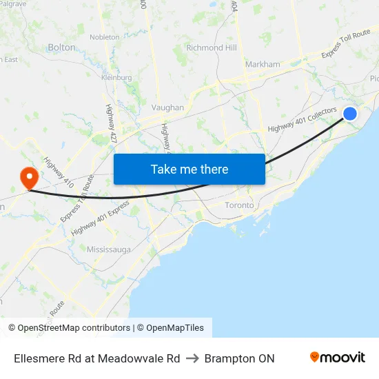 Ellesmere Rd at Meadowvale Rd to Brampton ON map