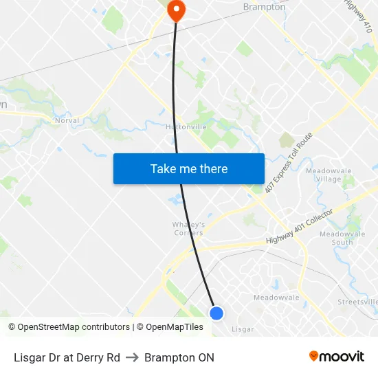 Lisgar Dr at Derry Rd to Brampton ON map