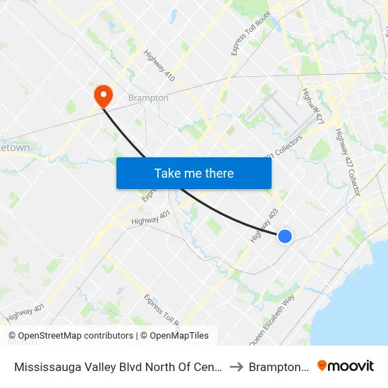 Mississauga Valley Blvd North Of Central Pky to Brampton ON map