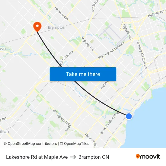 Lakeshore Rd at Maple Ave to Brampton ON map