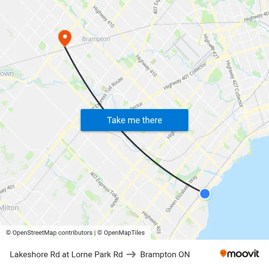 Lakeshore Rd at Lorne Park Rd to Brampton ON map