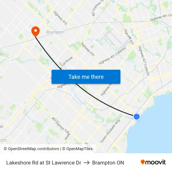 Lakeshore Rd at St Lawrence Dr to Brampton ON map