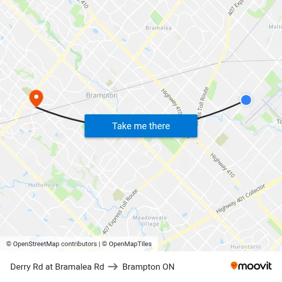 Derry Rd at Bramalea Rd to Brampton ON map