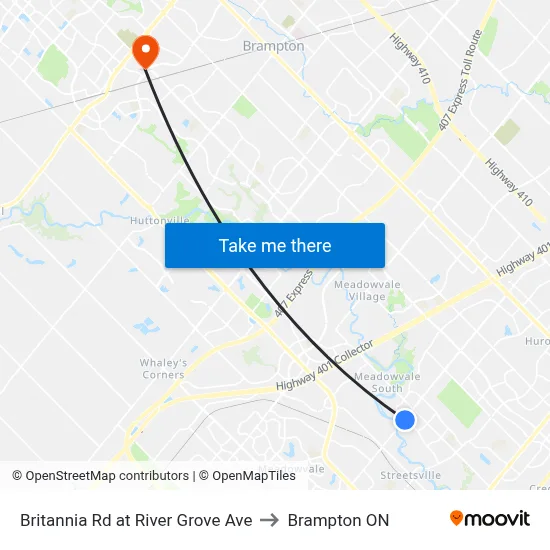 Britannia Rd at River Grove Ave to Brampton ON map