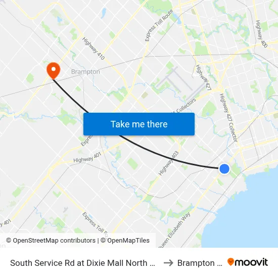 South Service Rd at Dixie Mall North Access to Brampton ON map