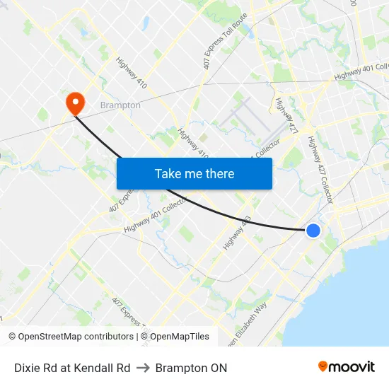 Dixie Rd at Kendall Rd to Brampton ON map
