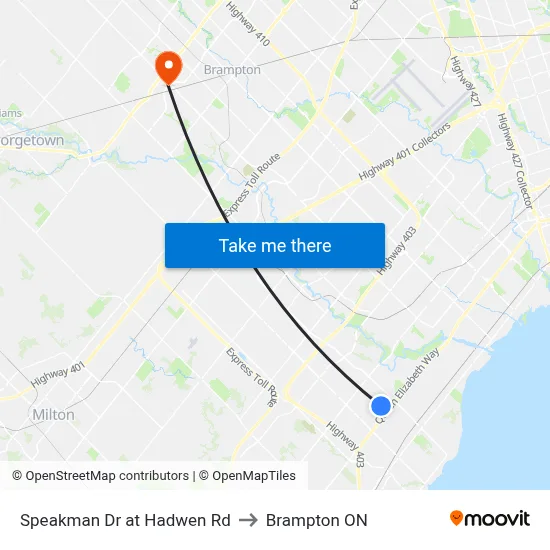 Speakman Dr at Hadwen Rd to Brampton ON map