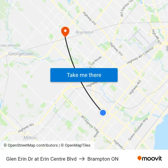 Glen Erin Dr at Erin Centre Blvd to Brampton ON map