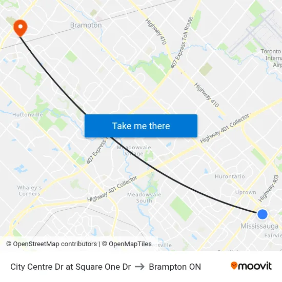 City Centre Dr at Square One Dr to Brampton ON map
