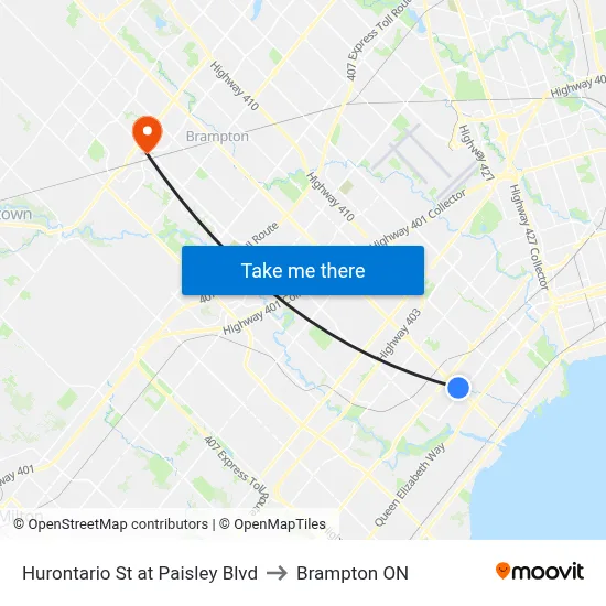Hurontario St at Paisley Blvd to Brampton ON map