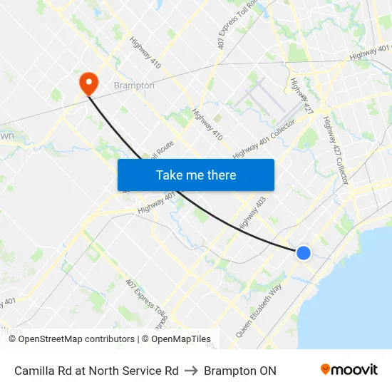 Camilla Rd at North Service Rd to Brampton ON map