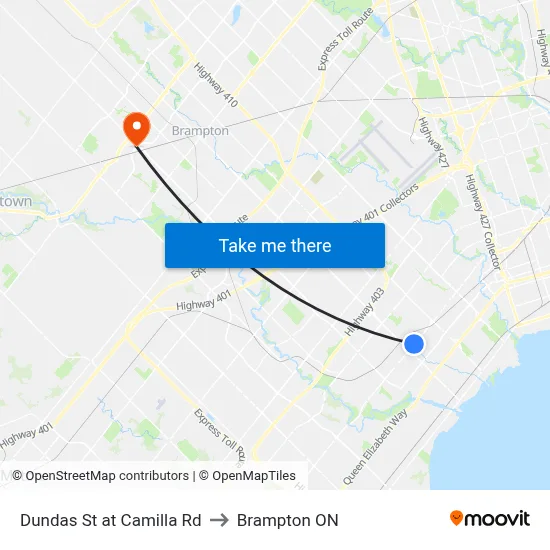 Dundas St at Camilla Rd to Brampton ON map