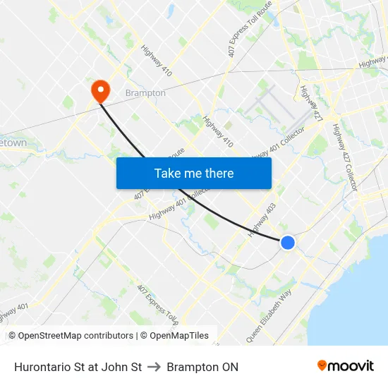 Hurontario St at John St to Brampton ON map
