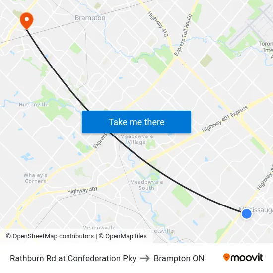 Rathburn Rd at Confederation Pky to Brampton ON map