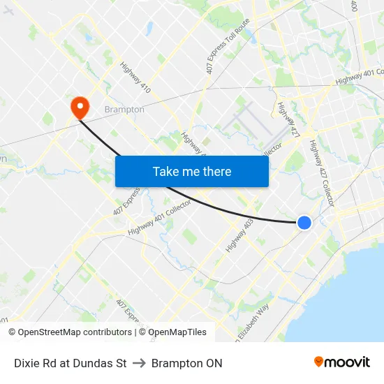 Dixie Rd at Dundas St to Brampton ON map