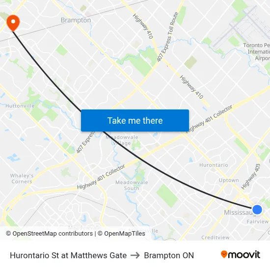 Hurontario St at Matthews Gate to Brampton ON map