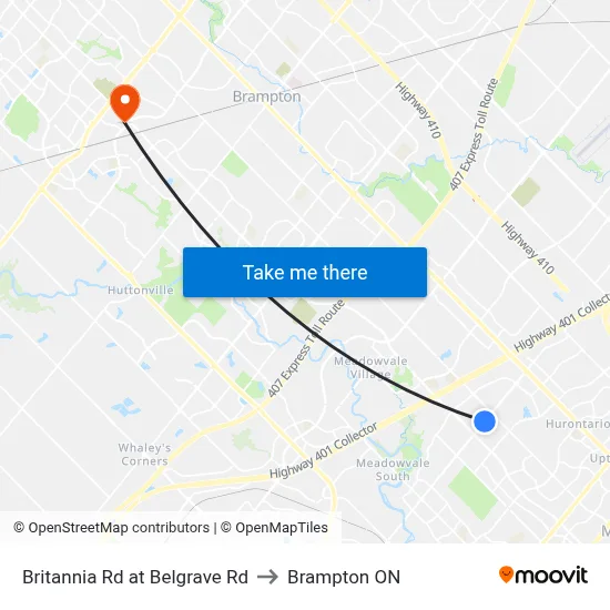 Britannia Rd at Belgrave Rd to Brampton ON map