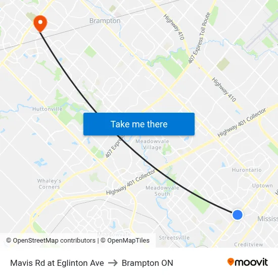 Mavis Rd at Eglinton Ave to Brampton ON map