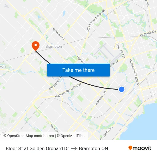 Bloor St at Golden Orchard Dr to Brampton ON map