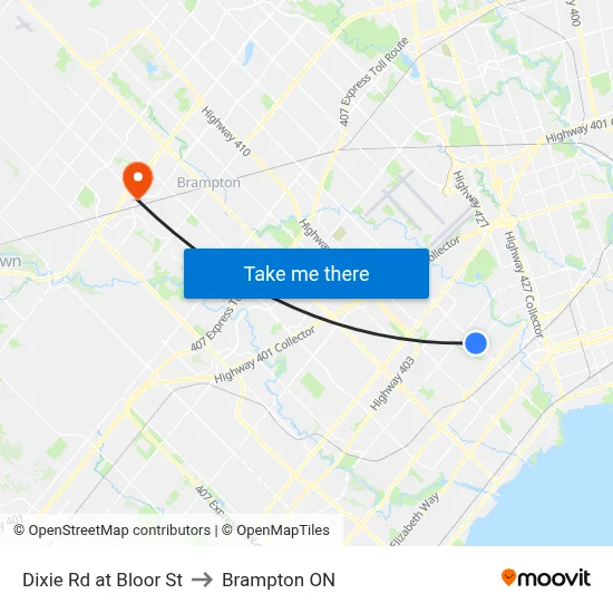 Dixie Rd at Bloor St to Brampton ON map