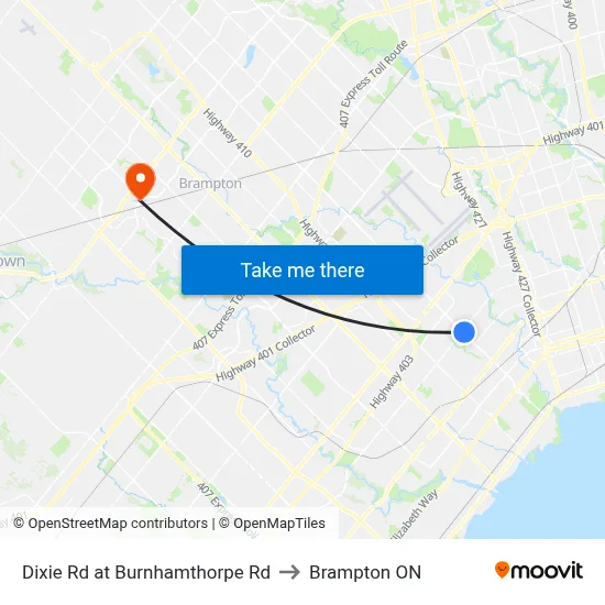 Dixie Rd at Burnhamthorpe Rd to Brampton ON map
