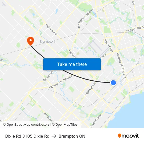 Dixie Rd 3105 Dixie Rd to Brampton ON map