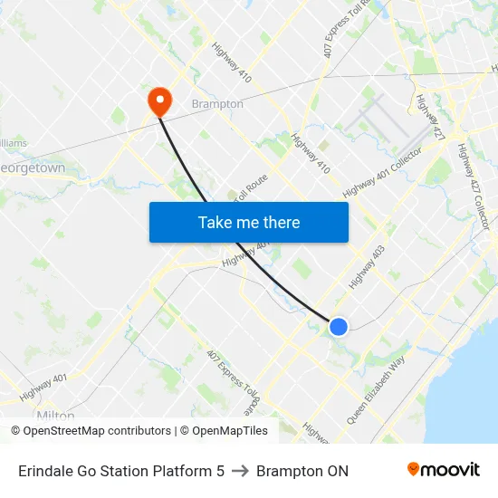 Erindale Go Station Platform 5 to Brampton ON map