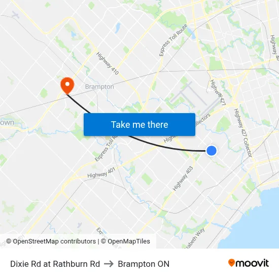 Dixie Rd at Rathburn Rd to Brampton ON map