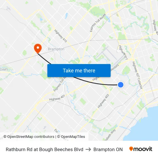 Rathburn Rd at Bough Beeches Blvd to Brampton ON map