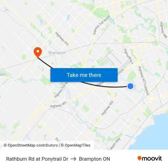 Rathburn Rd at Ponytrail Dr to Brampton ON map