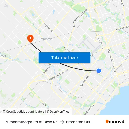 Burnhamthorpe Rd at Dixie Rd to Brampton ON map