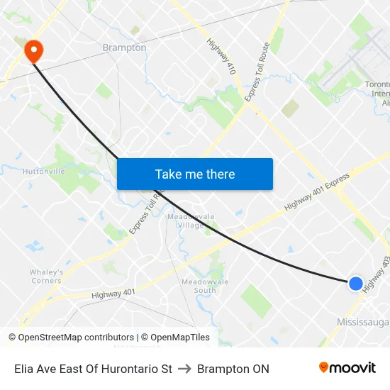 Elia Ave East Of Hurontario St to Brampton ON map