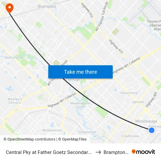 Central Pky at Father Goetz Secondary School to Brampton ON map