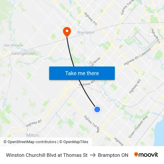 Winston Churchill Blvd at Thomas St to Brampton ON map