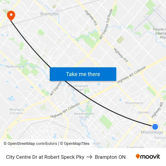 City Centre Dr at Robert Speck Pky to Brampton ON map