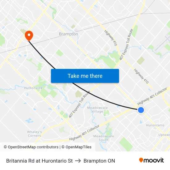 Britannia Rd at Hurontario St to Brampton ON map