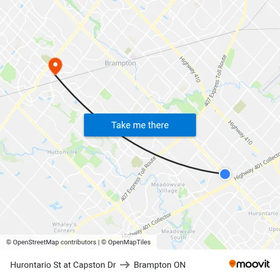 Hurontario St at Capston Dr to Brampton ON map