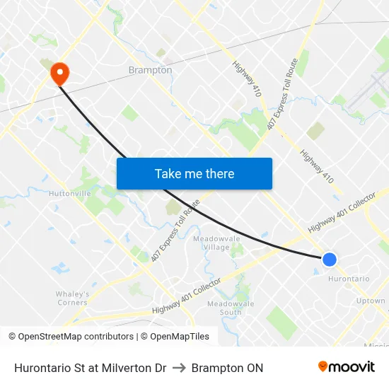 Hurontario St at Milverton Dr to Brampton ON map