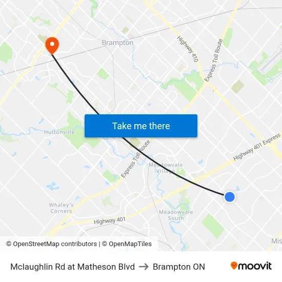Mclaughlin Rd at Matheson Blvd to Brampton ON map