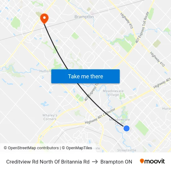 Creditview Rd North Of Britannia Rd to Brampton ON map