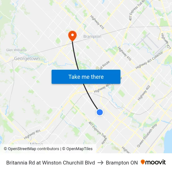 Britannia Rd at Winston Churchill Blvd to Brampton ON map