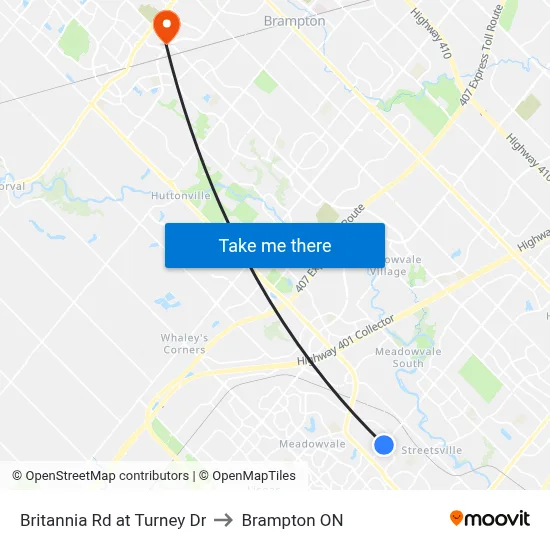 Britannia Rd at Turney Dr to Brampton ON map