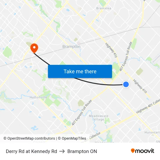 Derry Rd at Kennedy Rd to Brampton ON map
