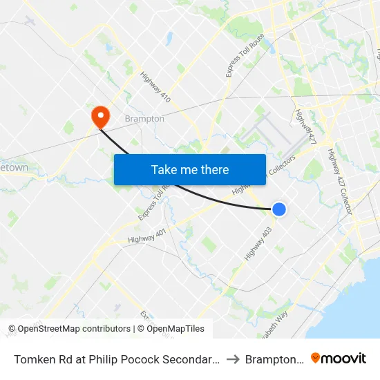 Tomken Rd at Philip Pocock Secondary School to Brampton ON map