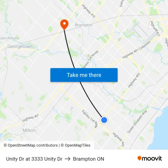 Unity Dr at 3333 Unity Dr to Brampton ON map