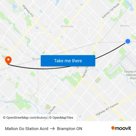 Malton Go Station Acrd to Brampton ON map
