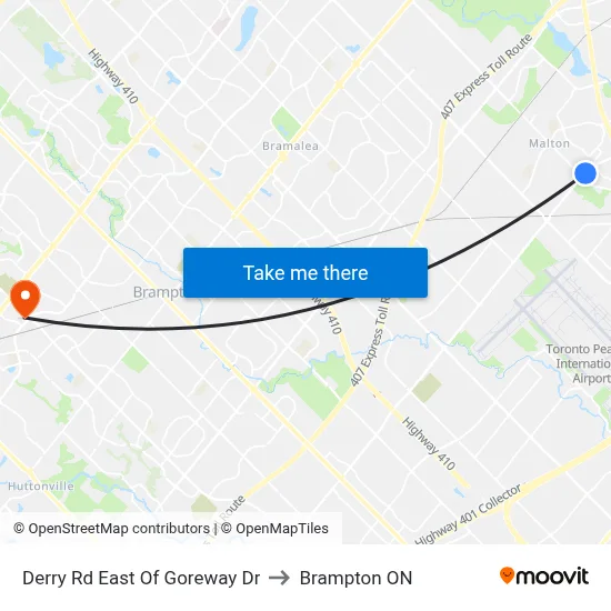 Derry Rd East Of Goreway Dr to Brampton ON map