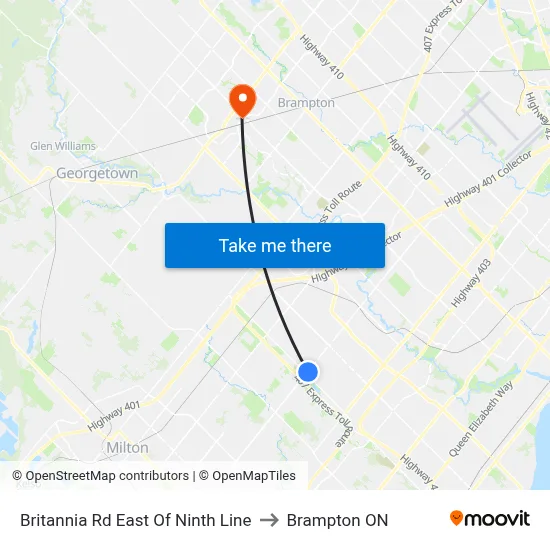 Britannia Rd East Of Ninth Line to Brampton ON map