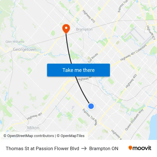 Thomas St at Passion Flower Blvd to Brampton ON map